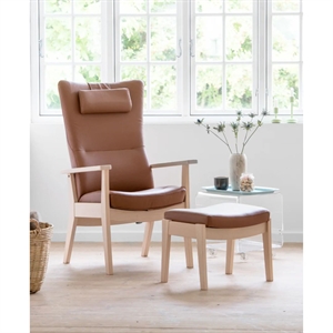 Farstrup Edge 7910 Lænestol - Stel Eg hvidolie / Semianilin læder Savanne Cognac 35